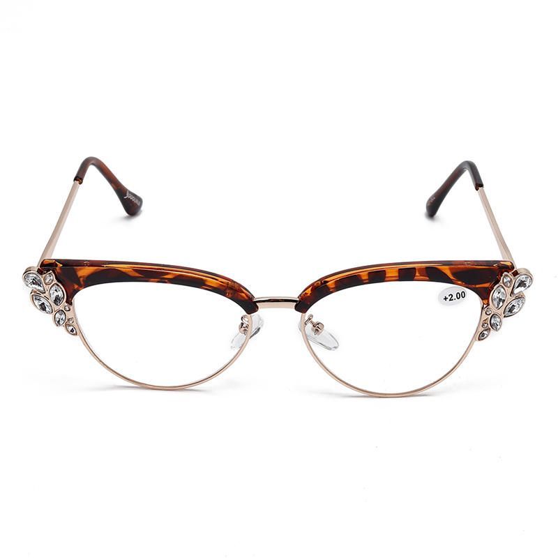 Gafas De Lectura Para Computadora Con Montura De Ojo De Gato Ultraligera Para Mujer Con Diamantes De Imitación