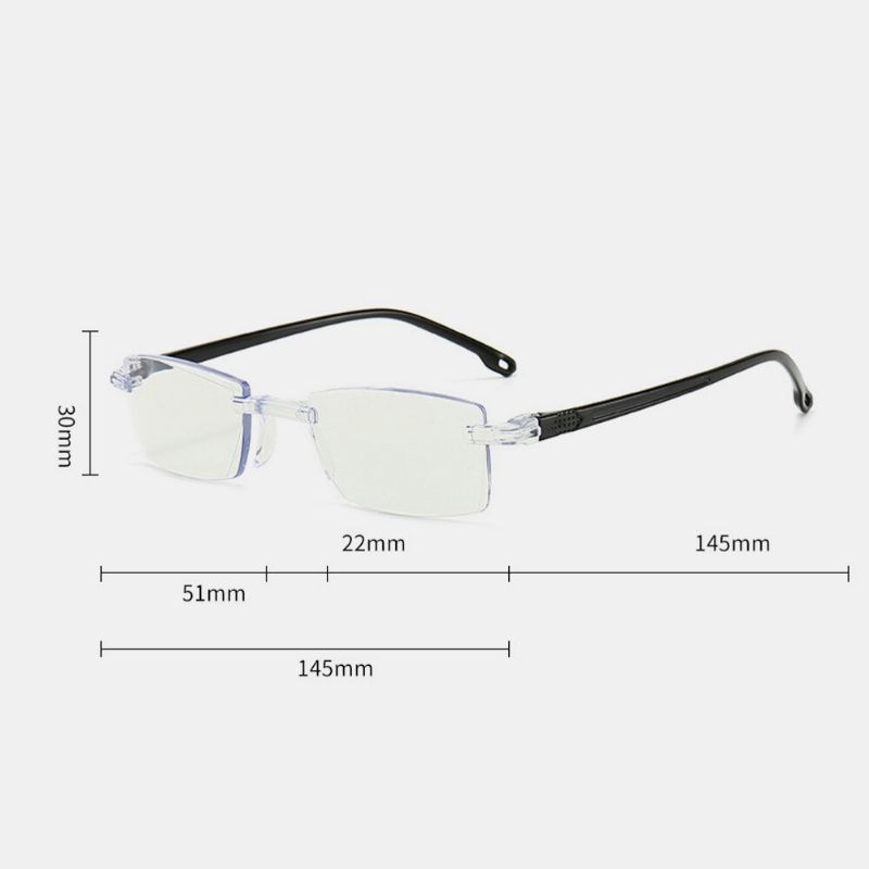 Gafas De Lectura Unisex Anti-azul Sin Marco Hd Con Recorte De Diamante Bi-light Gafas De Lectura De Doble Uso Gafas De Presbicia