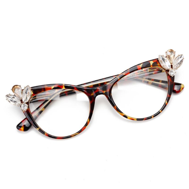 Gafas Ópticas De Ordenador Con Montura De Ojo De Gato Con Diamantes De Imitación