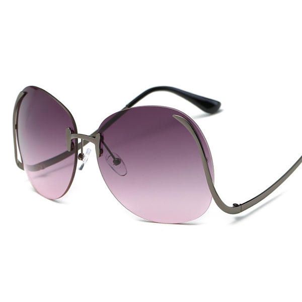 Gafas De Sol Anti-uv De Pierna Curva Sin Marco Para Mujer Gafas De Lente De Color Degradado