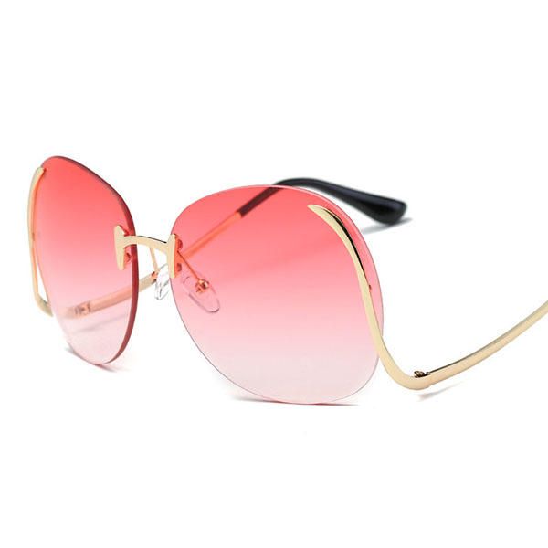 Gafas De Sol Anti-uv De Pierna Curva Sin Marco Para Mujer Gafas De Lente De Color Degradado