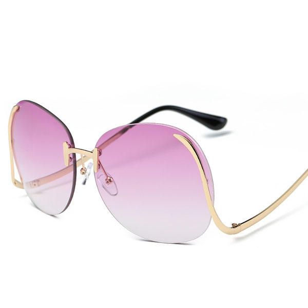 Gafas De Sol Anti-uv De Pierna Curva Sin Marco Para Mujer Gafas De Lente De Color Degradado