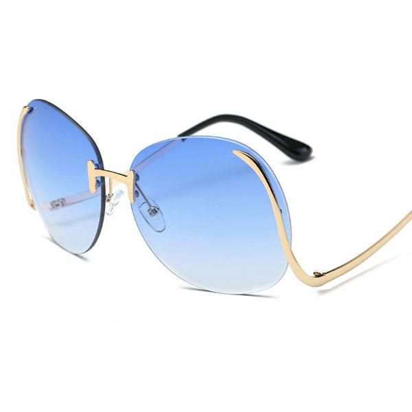 Gafas De Sol Anti-uv De Pierna Curva Sin Marco Para Mujer Gafas De Lente De Color Degradado