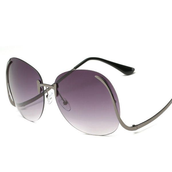 Gafas De Sol Anti-uv De Pierna Curva Sin Marco Para Mujer Gafas De Lente De Color Degradado