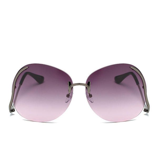 Gafas De Sol Anti-uv De Pierna Curva Sin Marco Para Mujer Gafas De Lente De Color Degradado