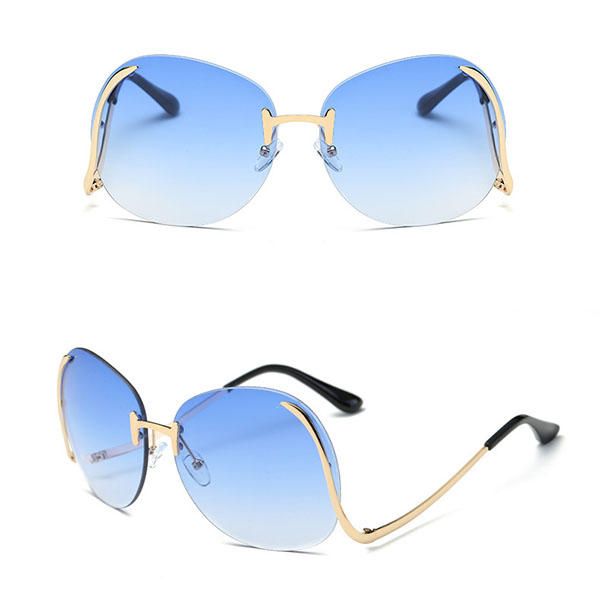 Gafas De Sol Anti-uv De Pierna Curva Sin Marco Para Mujer Gafas De Lente De Color Degradado