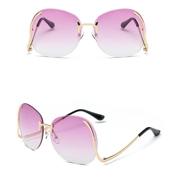 Gafas De Sol Anti-uv De Pierna Curva Sin Marco Para Mujer Gafas De Lente De Color Degradado