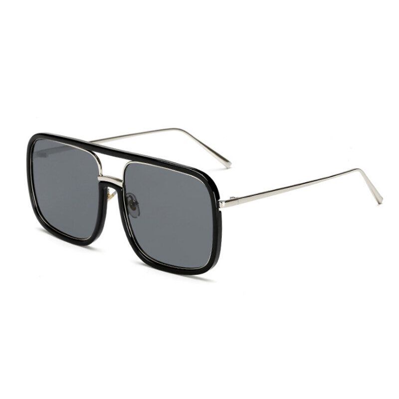 Gafas De Sol Anti-uv Transparentes Unisex Retro Con Espejo Plano Cuadrado Con Montura Grande Para Mujer