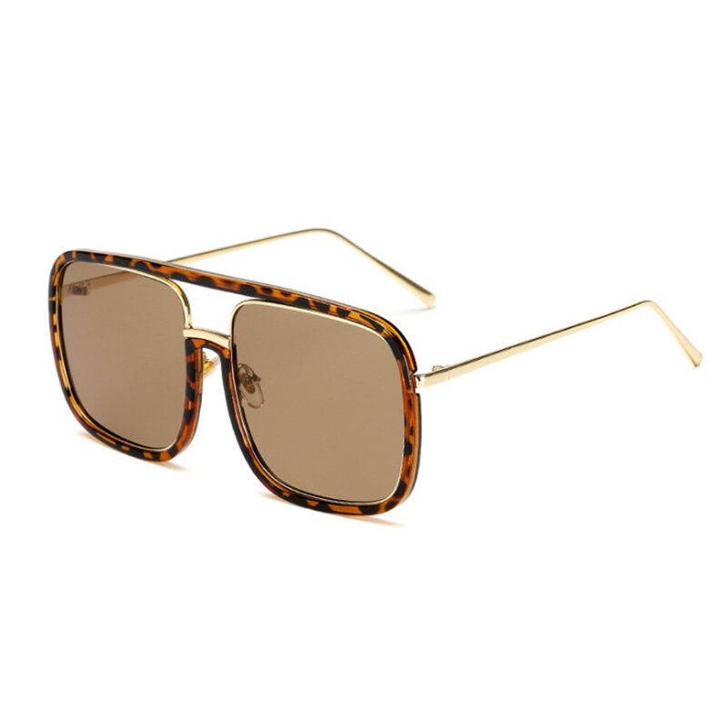 Gafas De Sol Anti-uv Transparentes Unisex Retro Con Espejo Plano Cuadrado Con Montura Grande Para Mujer