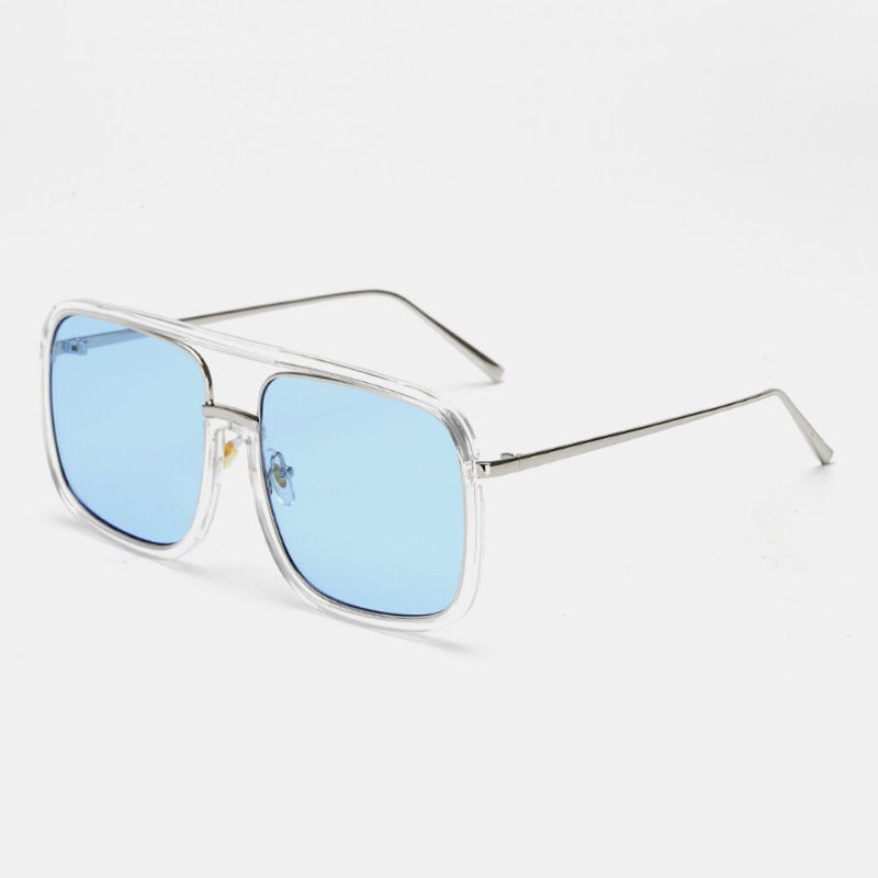 Gafas De Sol Anti-uv Transparentes Unisex Retro Con Espejo Plano Cuadrado Con Montura Grande Para Mujer