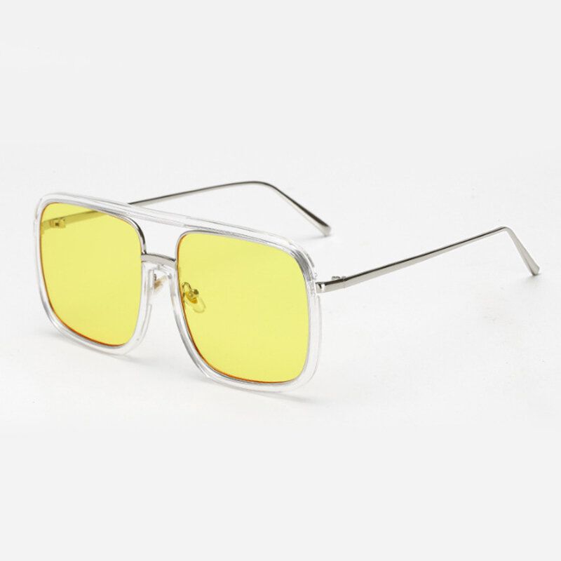 Gafas De Sol Anti-uv Transparentes Unisex Retro Con Espejo Plano Cuadrado Con Montura Grande Para Mujer