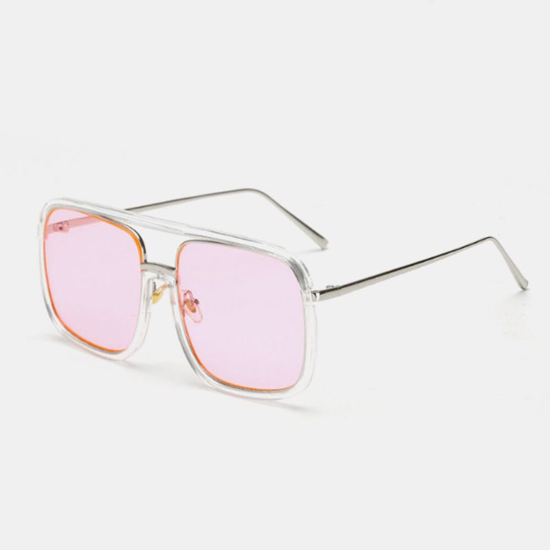 Gafas De Sol Anti-uv Transparentes Unisex Retro Con Espejo Plano Cuadrado Con Montura Grande Para Mujer