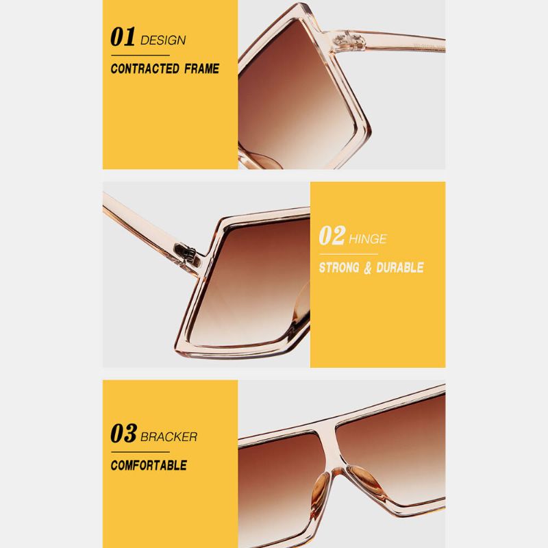 Gafas De Sol Con Protección Uv Para Mujer Con Montura De Talla Grande Forma Cuadrada Multicolor Con Personalidad De Moda