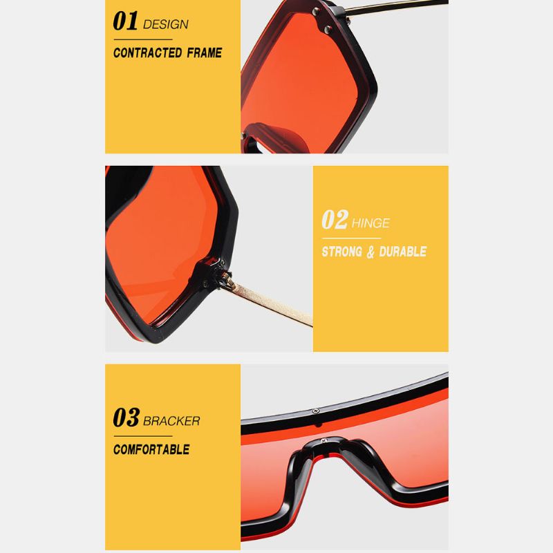 Gafas De Sol Con Protección Uv De Una Sola Pieza Con Montura Gruesa De Talla Grande Para Mujer