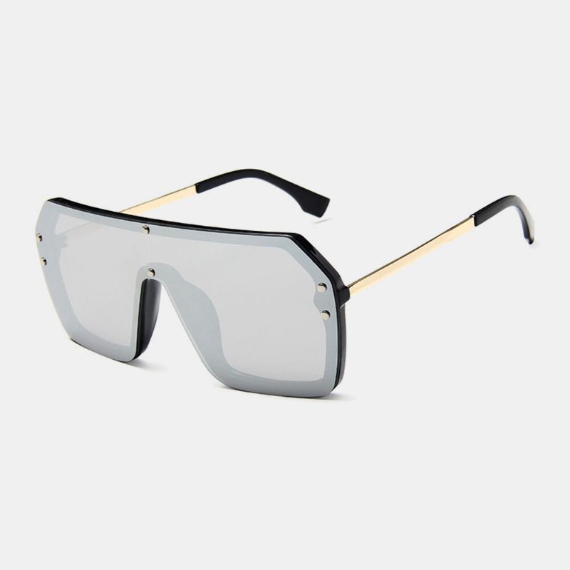 Gafas De Sol Con Protección Uv De Una Sola Pieza Con Montura Gruesa De Talla Grande Para Mujer