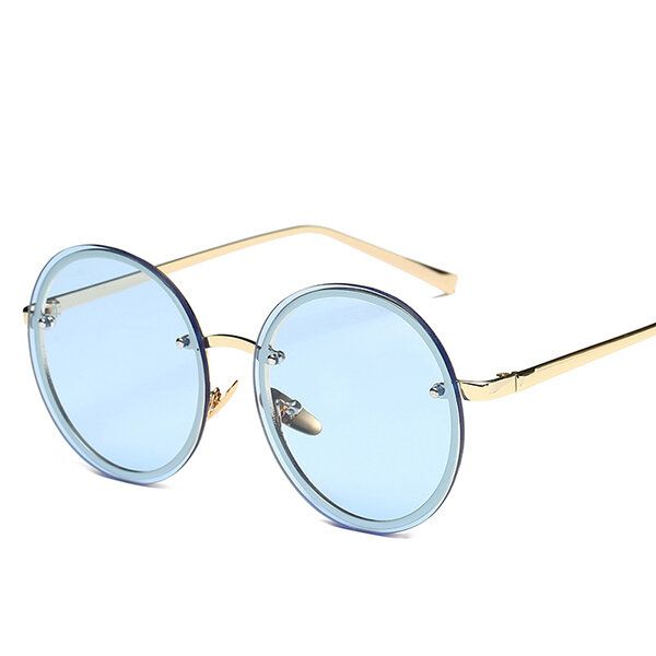 Gafas De Sol Con Protección Uv Vintage Para Mujer Montura Metálica Redonda Para Exteriores Gafas Antideslumbrantes