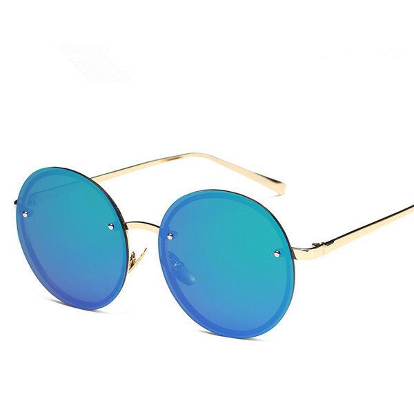 Gafas De Sol Con Protección Uv Vintage Para Mujer Montura Metálica Redonda Para Exteriores Gafas Antideslumbrantes