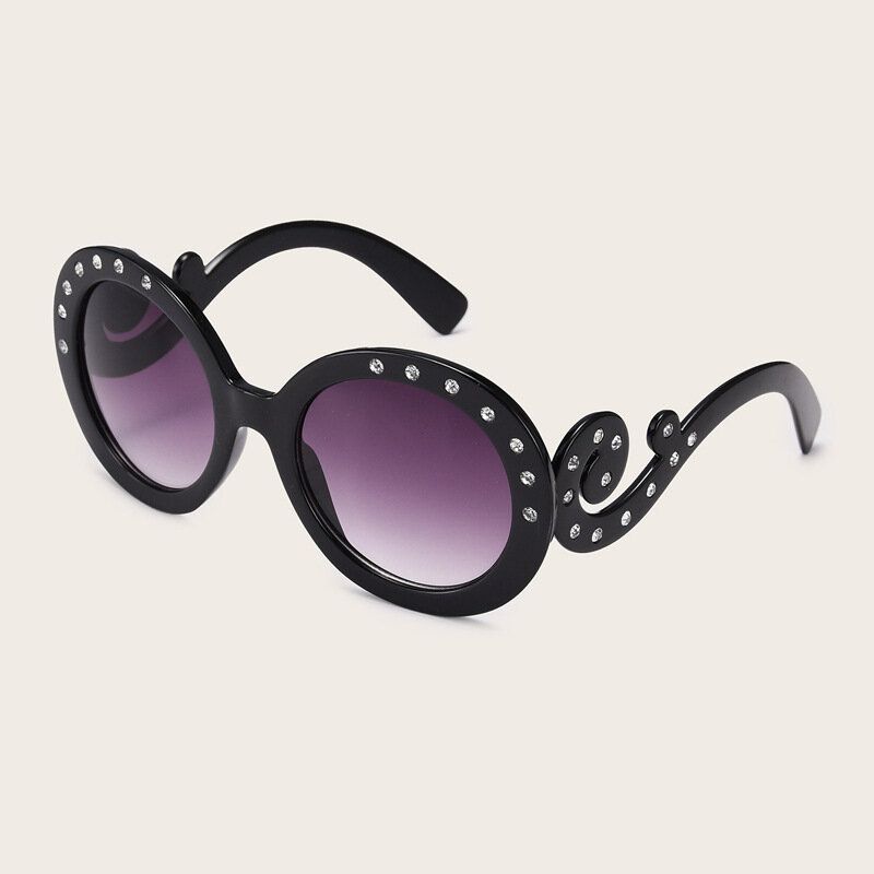 Gafas De Sol De Moda Con Protección Uv Con Decoración De Diamantes En Forma Ovalada Retro Para Mujer