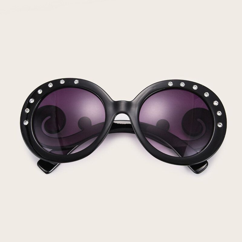 Gafas De Sol De Moda Con Protección Uv Con Decoración De Diamantes En Forma Ovalada Retro Para Mujer