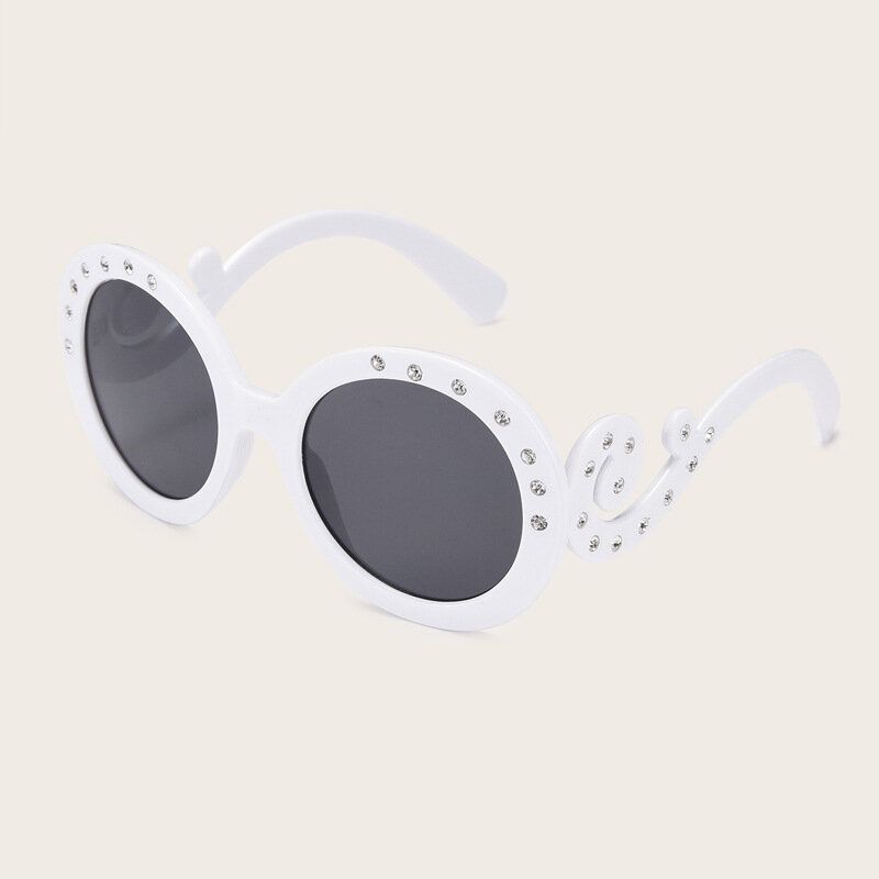 Gafas De Sol De Moda Con Protección Uv Con Decoración De Diamantes En Forma Ovalada Retro Para Mujer