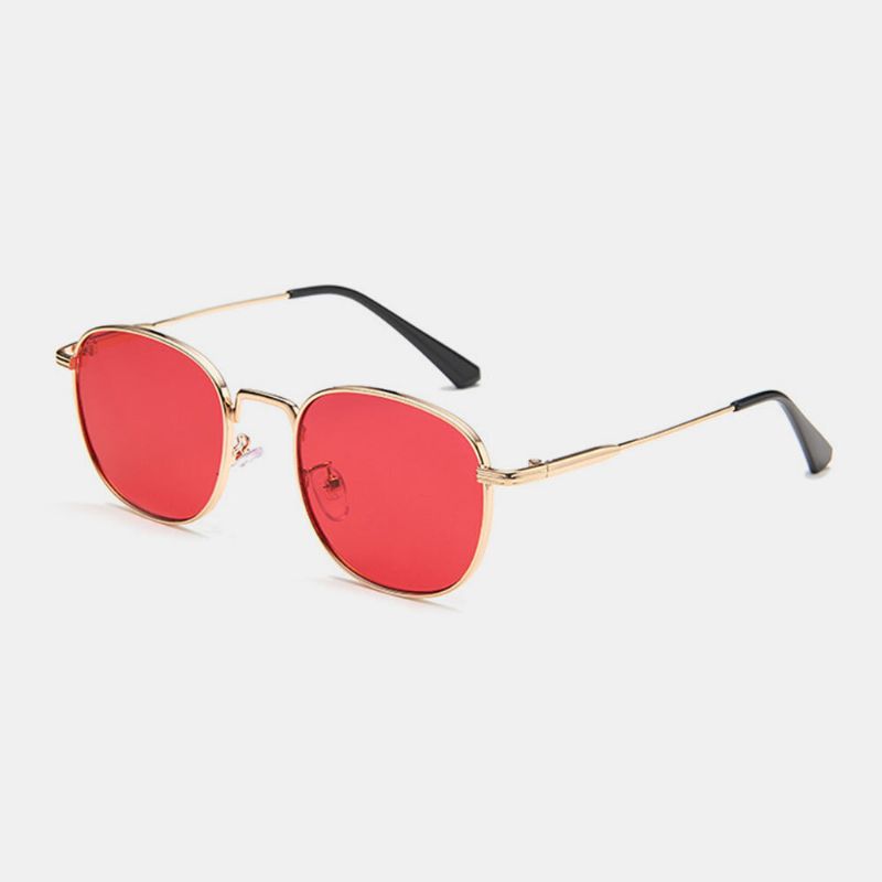 Gafas De Sol De Moda Con Protección Uv Para Exteriores Con Montura Cuadrada De Metal Pequeño Retro Unisex