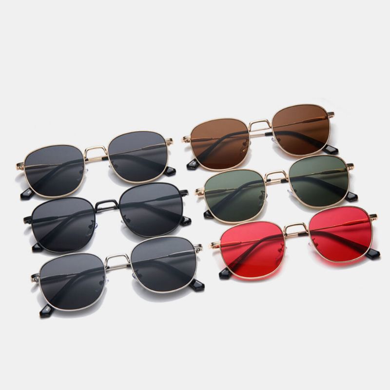 Gafas De Sol De Moda Con Protección Uv Para Exteriores Con Montura Cuadrada De Metal Pequeño Retro Unisex