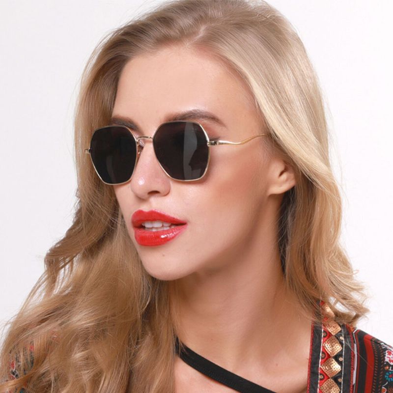 Gafas De Sol De Moda Con Protección Uv Poligonal De Forma Irregular Para Mujer