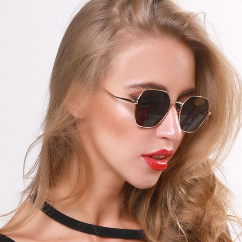 Gafas De Sol De Moda Con Protección Uv Poligonal De Forma Irregular Para Mujer