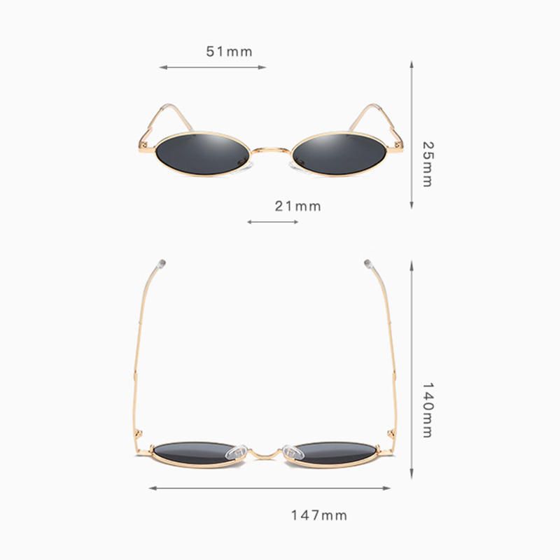 Gafas De Sol De Moda Ovaladas Vintage Para Mujer Gafas De Sol Con Marco De Metal Uv400 Gafas De Sol De Playa Para Viajes Al Aire Libre