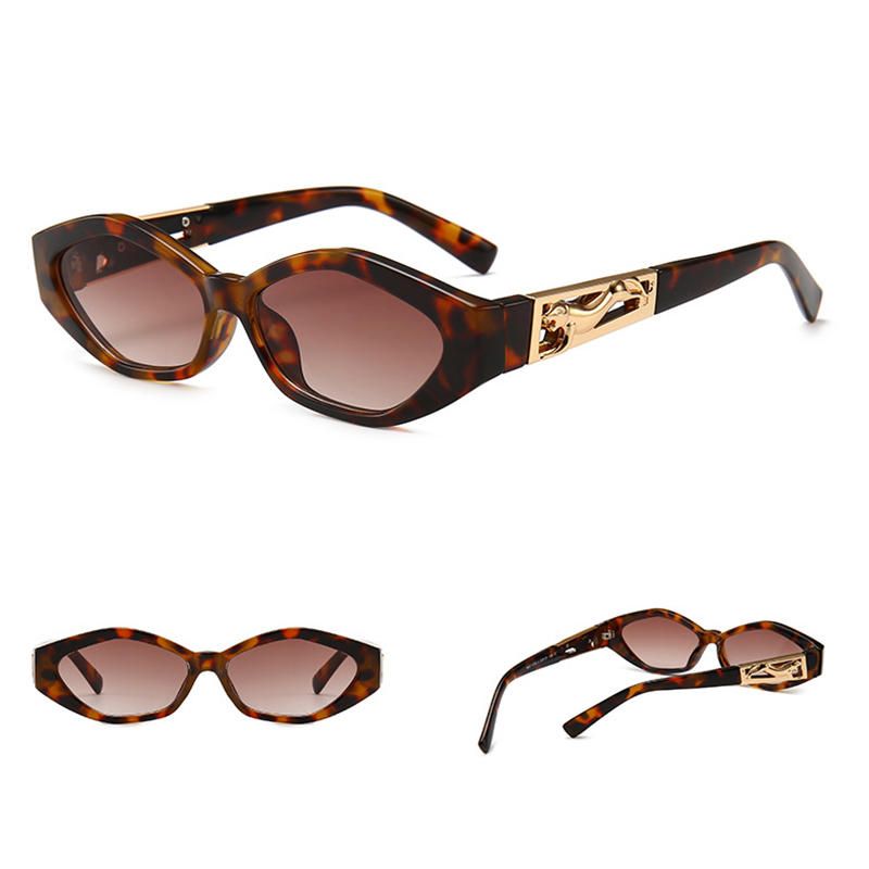 Gafas De Sol De Ojo De Gato Angulares Unisex Patas Saltando Cheetah Gafas De Sol Decorativas Doradas