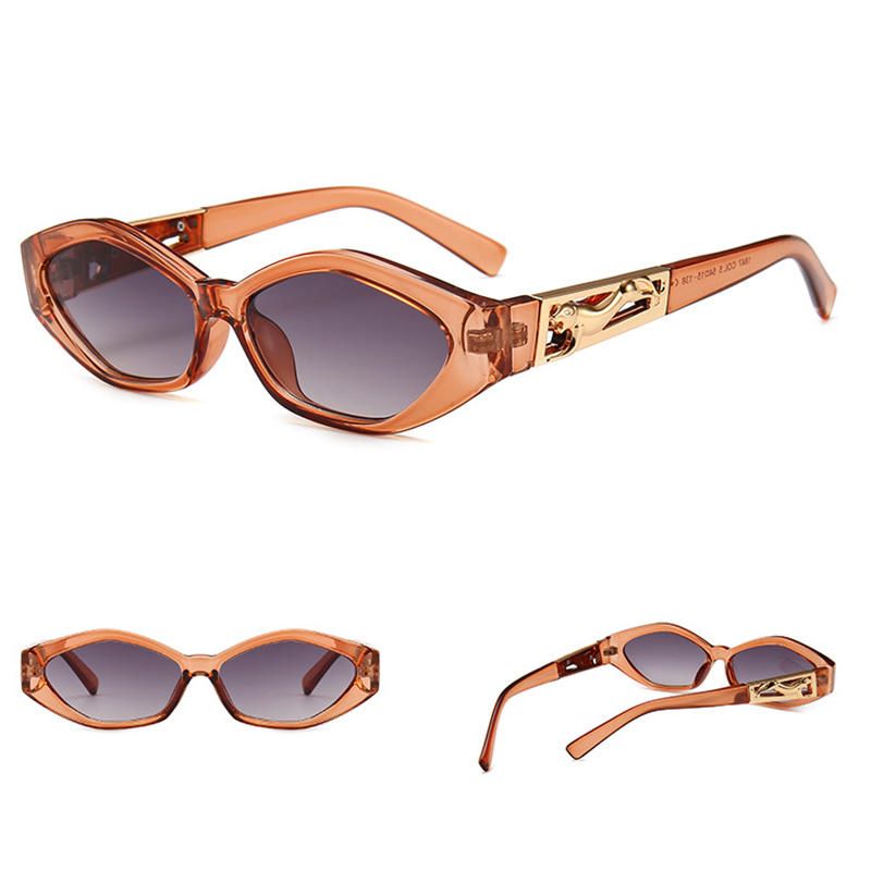 Gafas De Sol De Ojo De Gato Angulares Unisex Patas Saltando Cheetah Gafas De Sol Decorativas Doradas