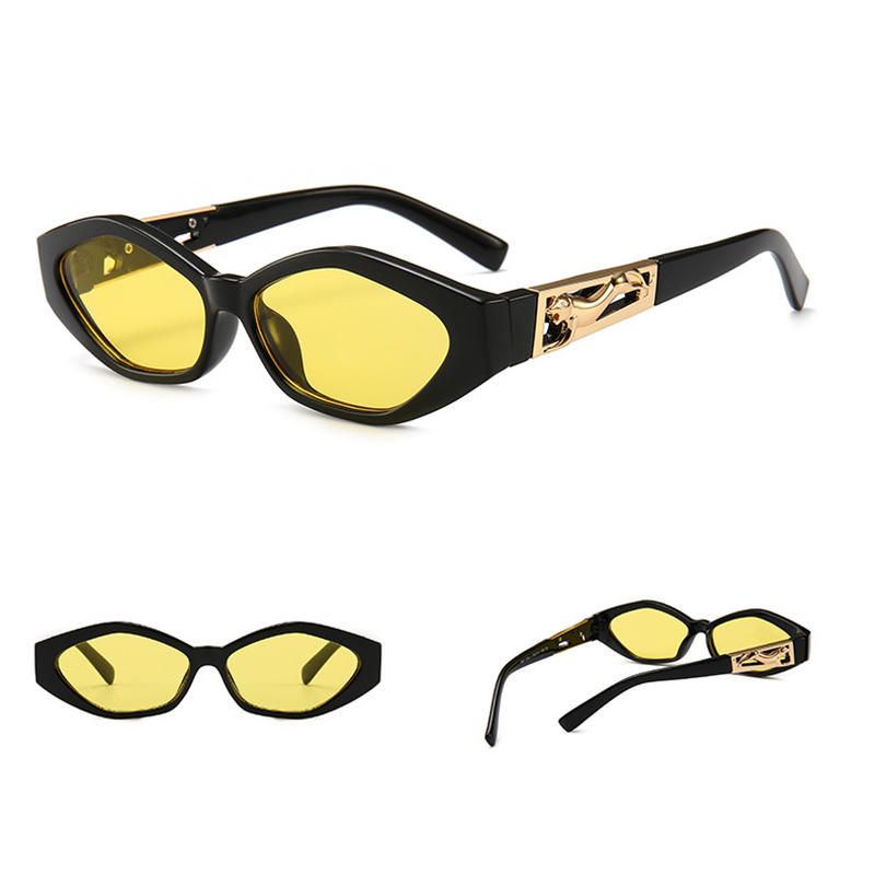 Gafas De Sol De Ojo De Gato Angulares Unisex Patas Saltando Cheetah Gafas De Sol Decorativas Doradas