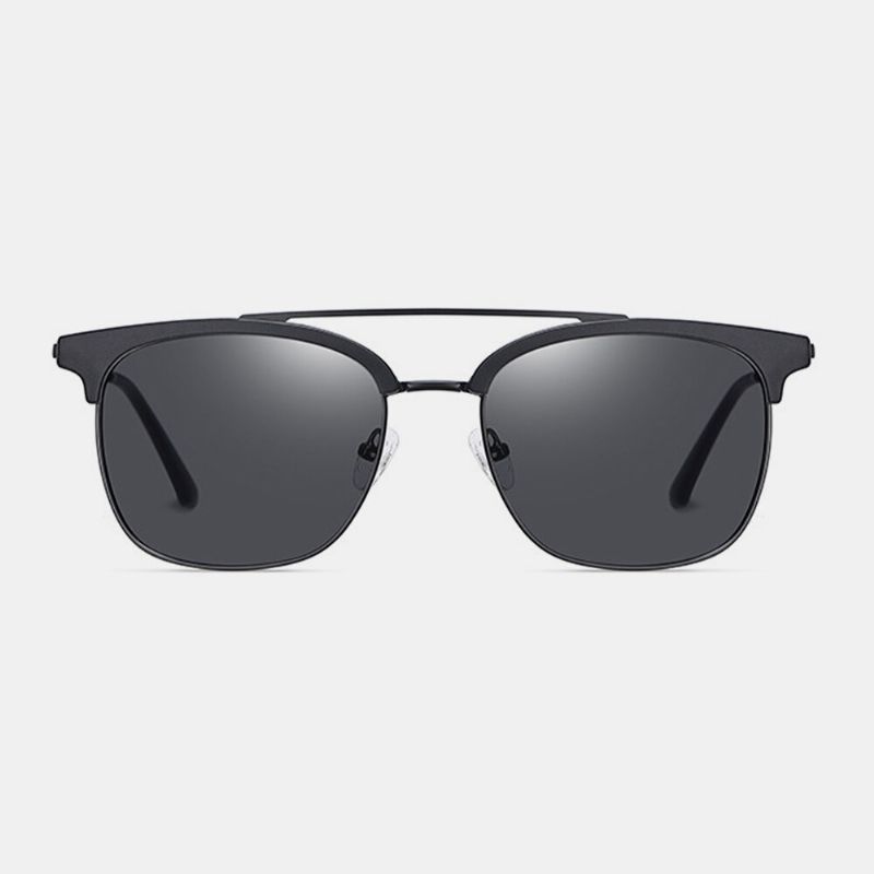 Gafas De Sol Polarizadas Con Protección Uv De Montura Completa De Metal Ovalado Súper Ligero Para Hombre