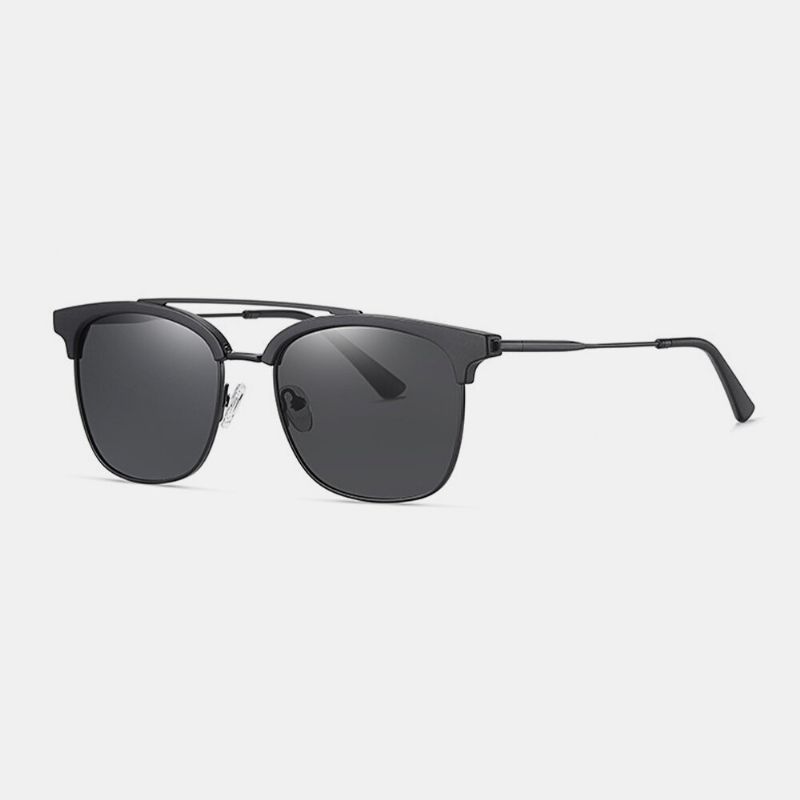 Gafas De Sol Polarizadas Con Protección Uv De Montura Completa De Metal Ovalado Súper Ligero Para Hombre