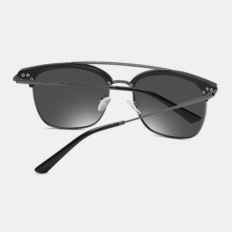 Gafas De Sol Polarizadas Con Protección Uv De Montura Completa De Metal Ovalado Súper Ligero Para Hombre