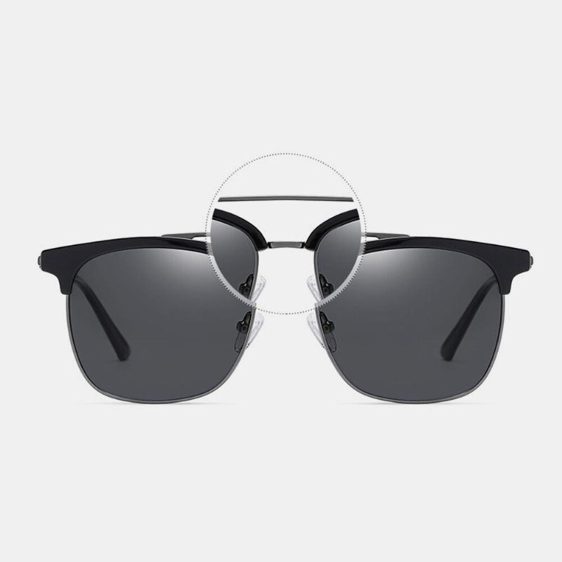 Gafas De Sol Polarizadas Con Protección Uv De Montura Completa De Metal Ovalado Súper Ligero Para Hombre