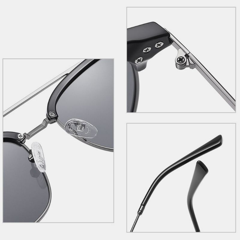 Gafas De Sol Polarizadas Con Protección Uv De Montura Completa De Metal Ovalado Súper Ligero Para Hombre