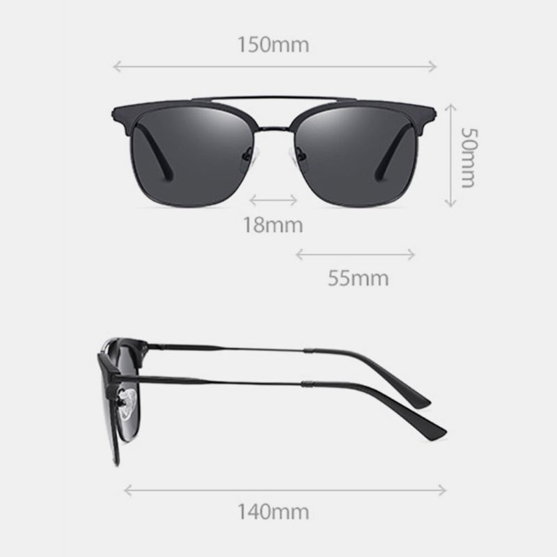 Gafas De Sol Polarizadas Con Protección Uv De Montura Completa De Metal Ovalado Súper Ligero Para Hombre