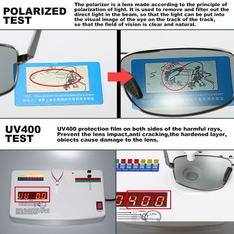 Gafas De Sol Polarizadas Fotocromáticas Inteligentes Para Hombres Gafas De Sol Rectangulares De Metal Con Montura Completa Anti-uv Anti-reflejos Gafas De Sol