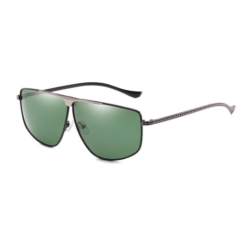 Gafas De Sol Polarizadas De Metal De Moda Para Hombre Gafas Decorativas Con Remache De Espejo Anti Uv Para Conducir