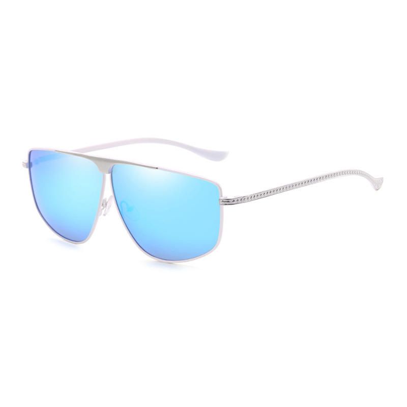 Gafas De Sol Polarizadas De Metal De Moda Para Hombre Gafas Decorativas Con Remache De Espejo Anti Uv Para Conducir