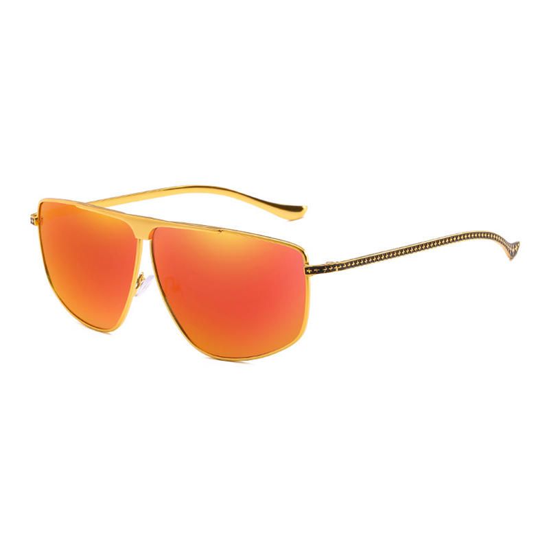 Gafas De Sol Polarizadas De Metal De Moda Para Hombre Gafas Decorativas Con Remache De Espejo Anti Uv Para Conducir