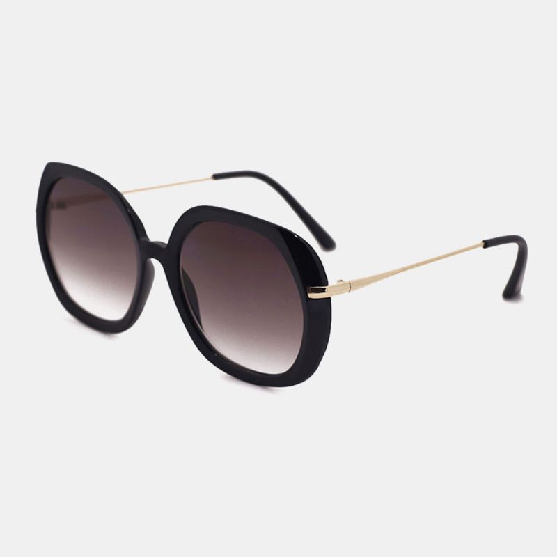 Gafas De Sol De Protección Uv De Forma Redonda Con Marco De Metal Completo Clásico De Moda Informal Para Mujer