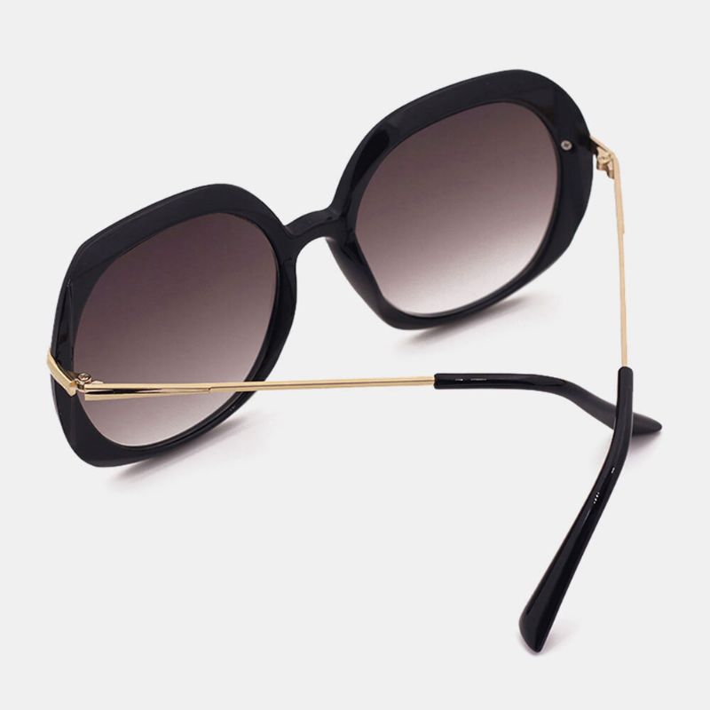 Gafas De Sol De Protección Uv De Forma Redonda Con Marco De Metal Completo Clásico De Moda Informal Para Mujer