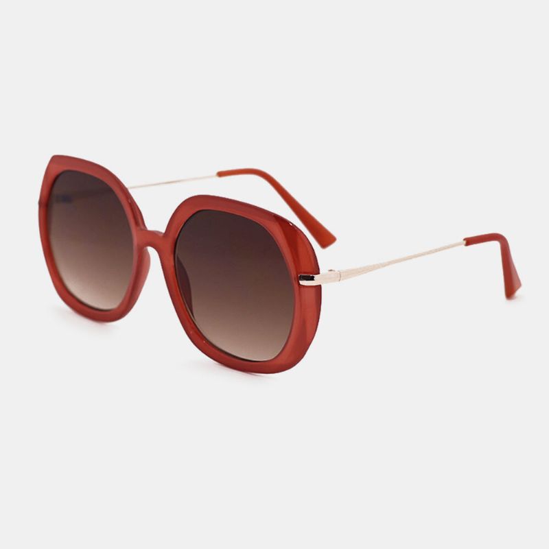 Gafas De Sol De Protección Uv De Forma Redonda Con Marco De Metal Completo Clásico De Moda Informal Para Mujer