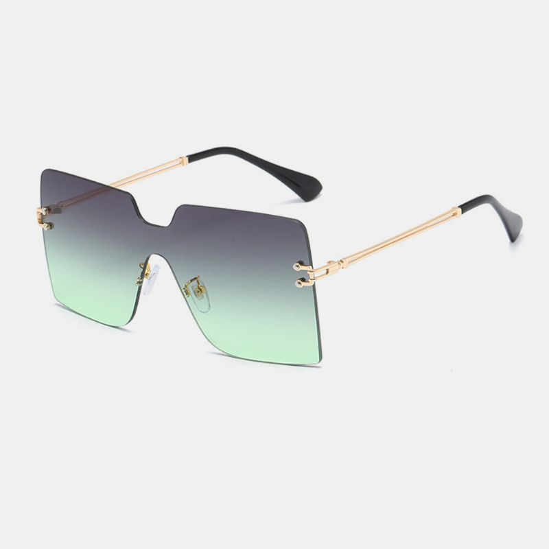 Gafas De Sol De Protección Uv De Metal De Moda Con Montura Cuadrada De Gran Tamaño Para Mujer