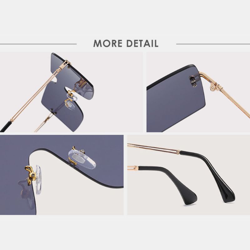 Gafas De Sol De Protección Uv De Metal De Moda Con Montura Cuadrada De Gran Tamaño Para Mujer