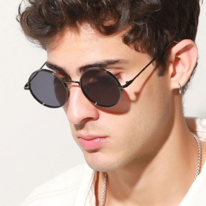 Gafas De Sol De Protección Uv De Moda De Forma Redonda De Metal Retro Unisex