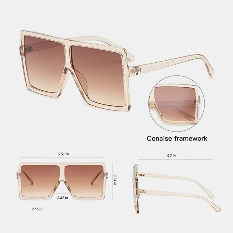 Gafas De Sol De Protección Uv De Moda Multicolor Con Montura Cuadrada De Gran Tamaño Vintage Para Mujer