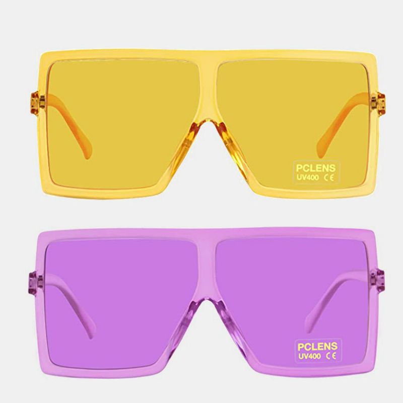 Gafas De Sol De Protección Uv De Moda Multicolor Con Montura Cuadrada De Gran Tamaño Vintage Para Mujer